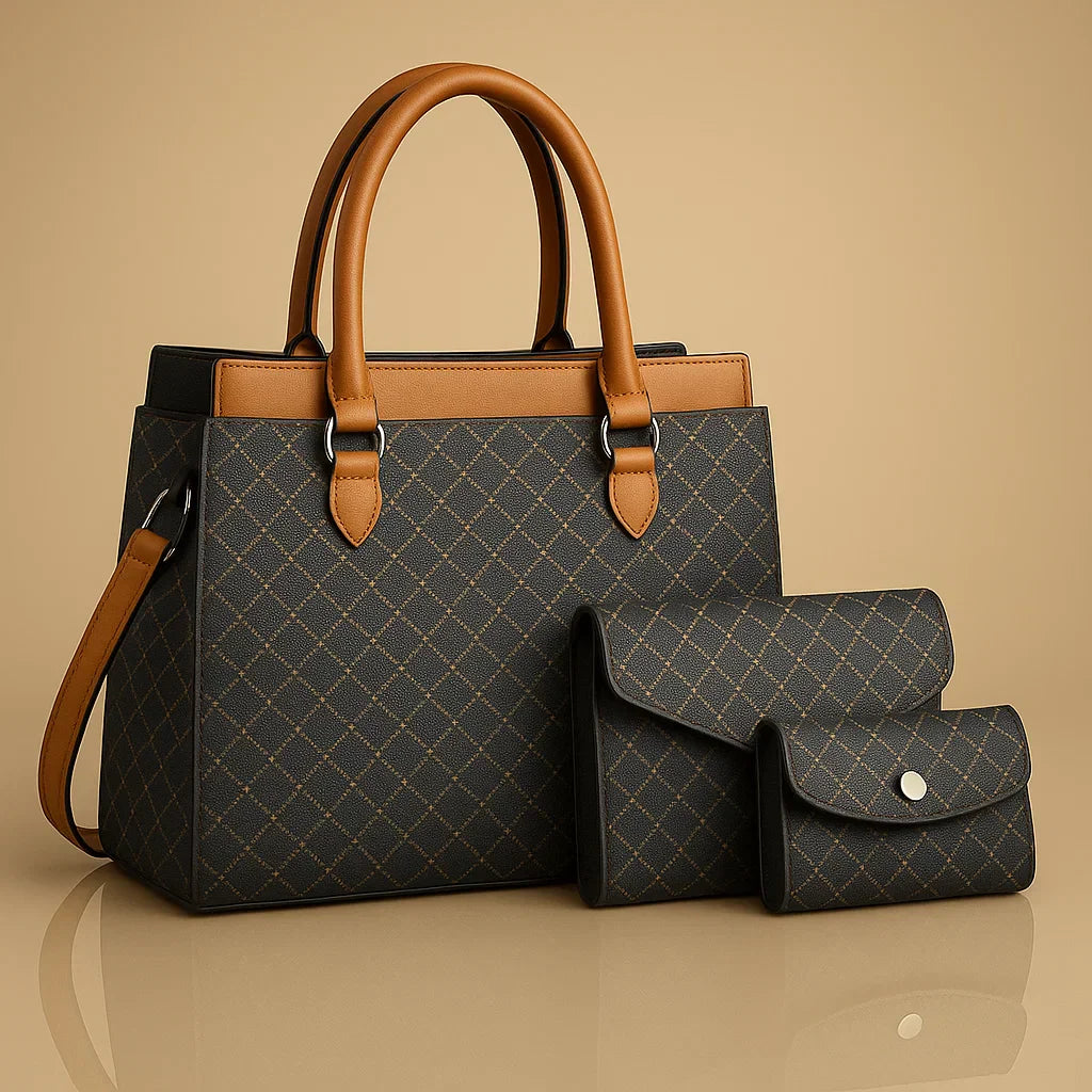 Amy | Women’s luxury patterned handbag set with wallet and card holder