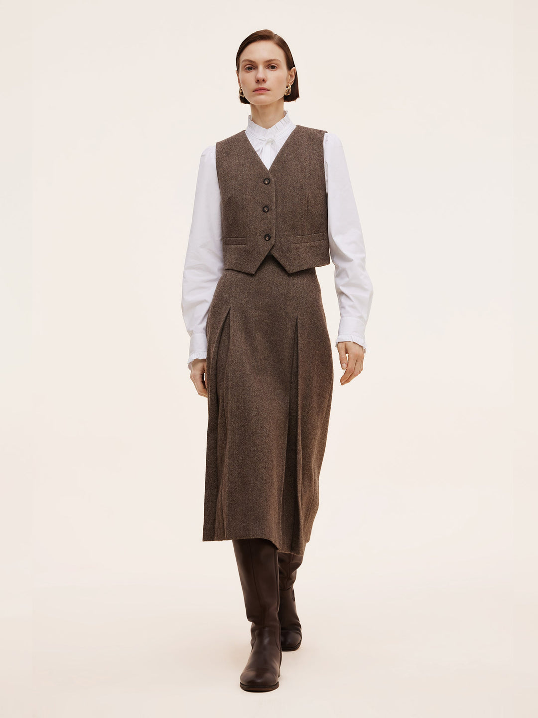 Rowan | Women’s wool A-line pleated midi skirt