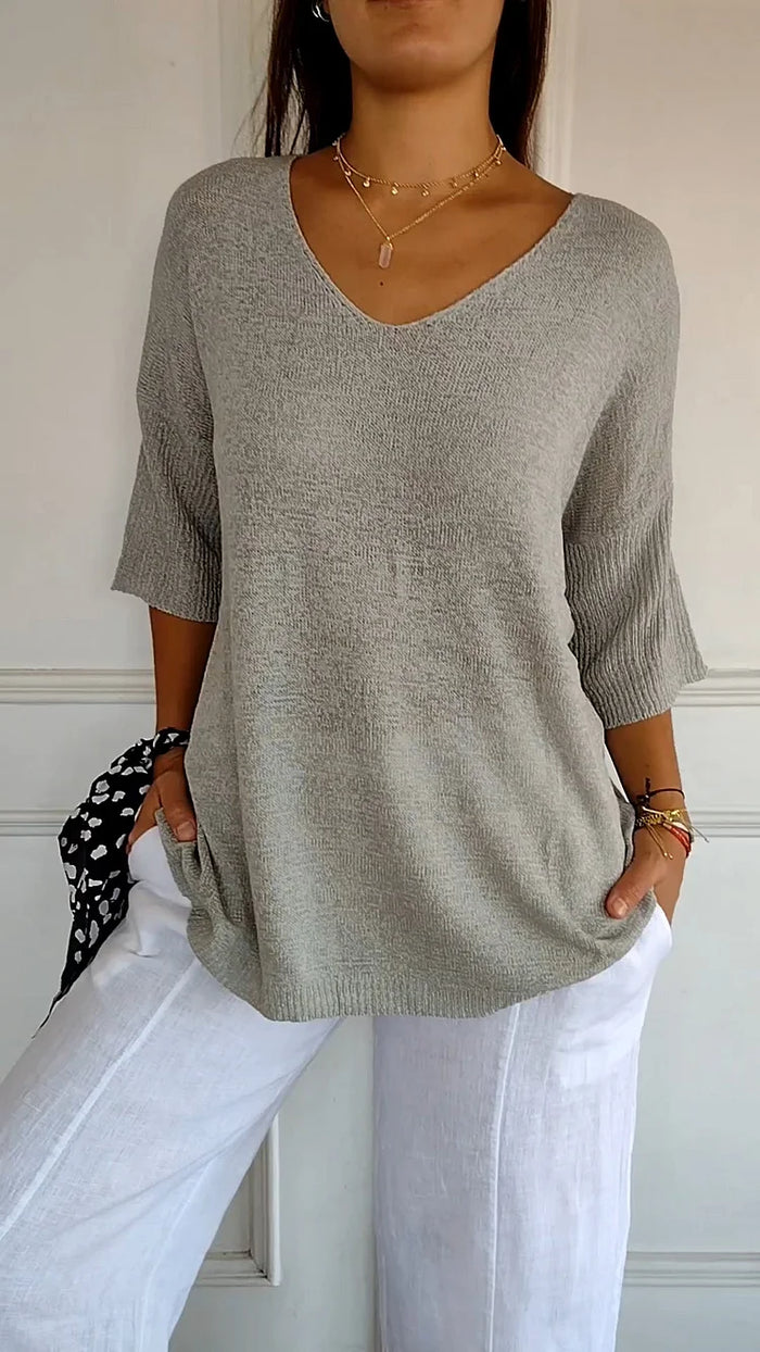 Averie | Women's knit v-neck top with relaxed fit