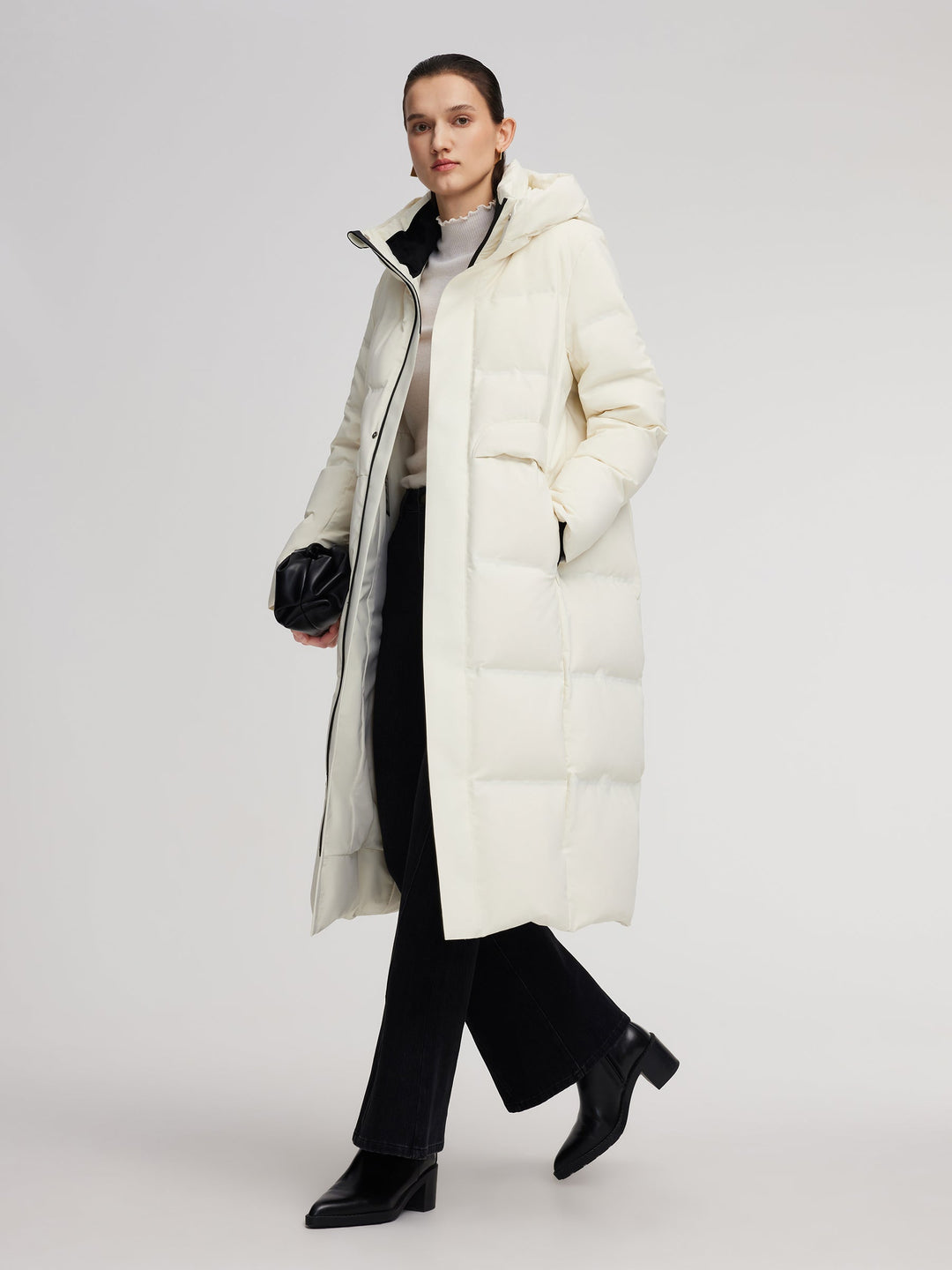 Corvyn | Women’s long hooded winter coat with a streamlined thermal silhouette