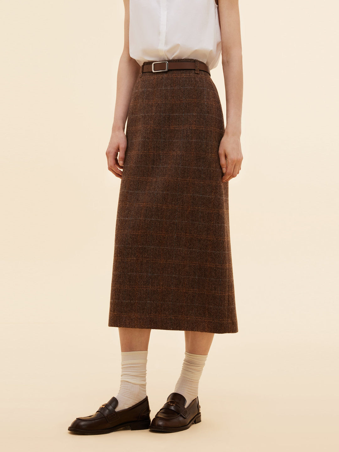 Harmony | Women's wool plaid column midi skirt