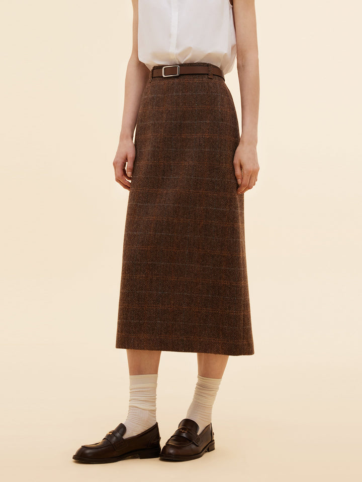 Harmony | Women's wool plaid column midi skirt