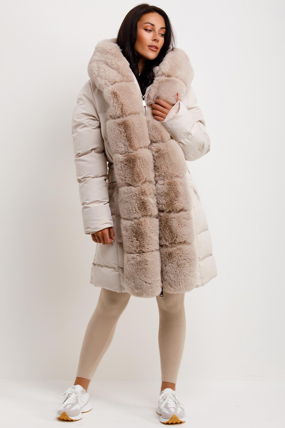 Roselyn | Women’s puffer padded coat with faux fur hood and trim