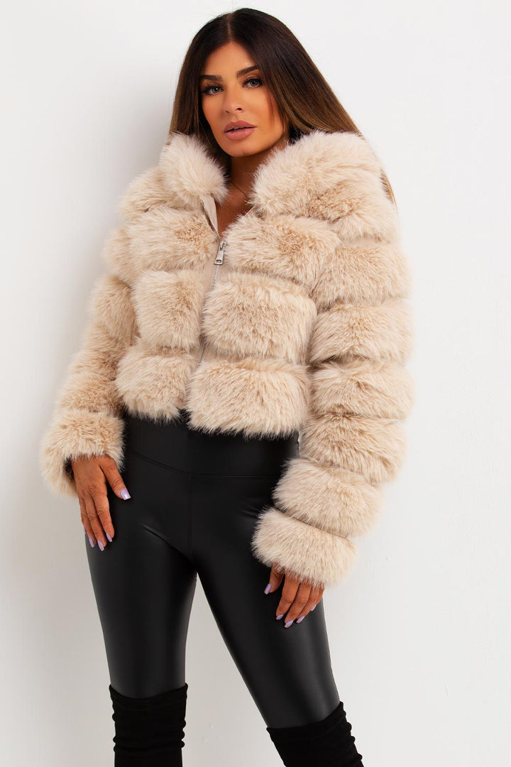 Andi | Women’s plush faux fur hooded cropped jacket