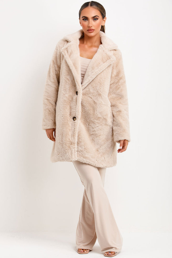 Anika | Women’s faux fur coat with lapel collar
