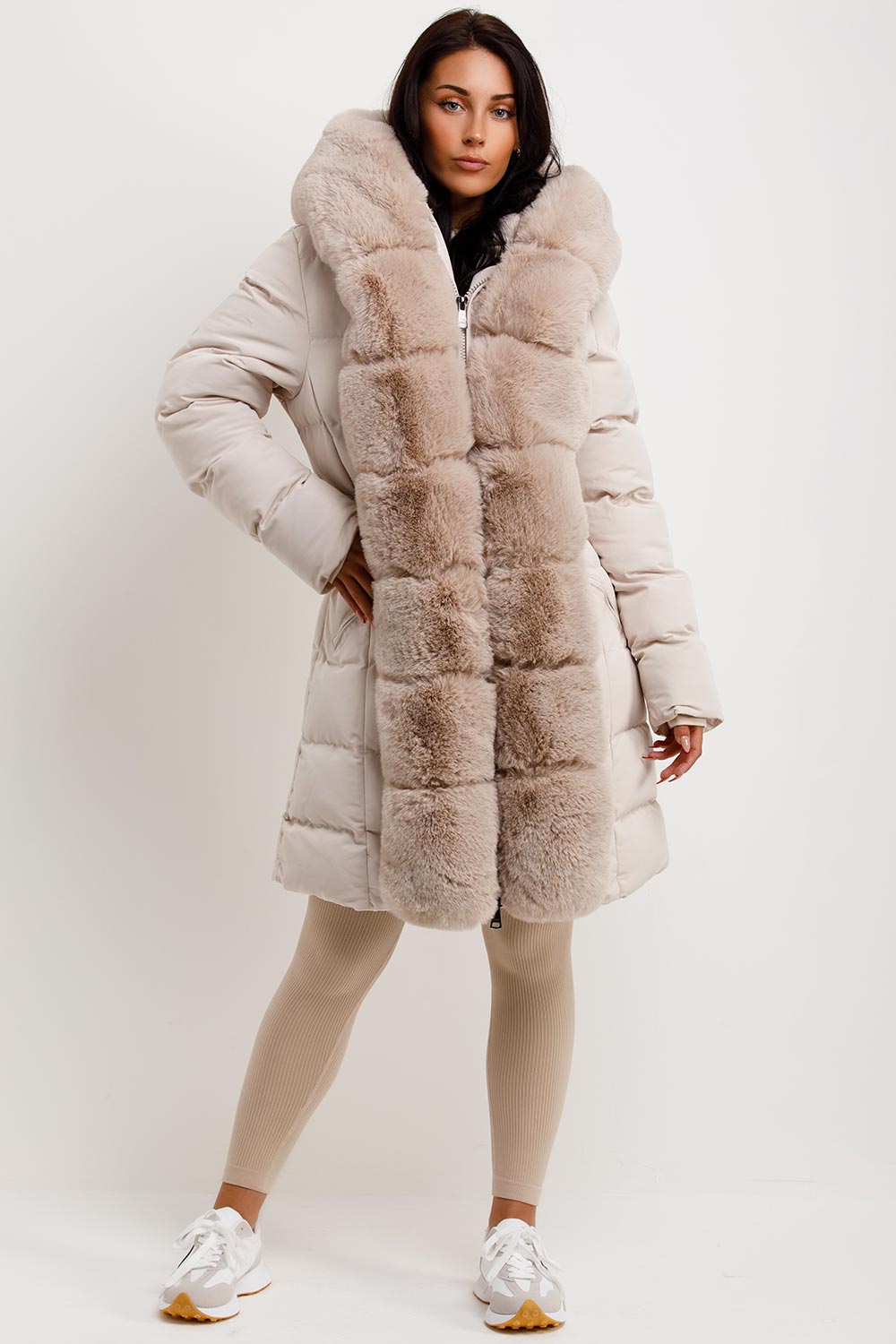 Roselyn | Women’s puffer padded coat with faux fur hood and trim