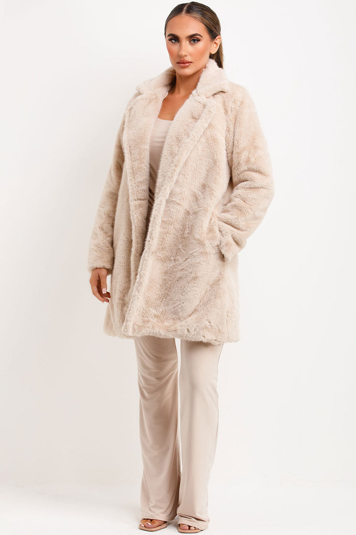 Anika | Women’s faux fur coat with lapel collar