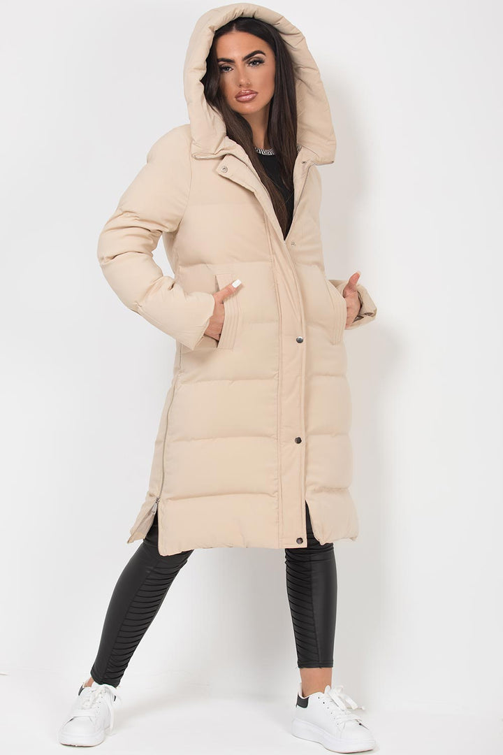 Shovie | Women’s long puffer coat with side zip