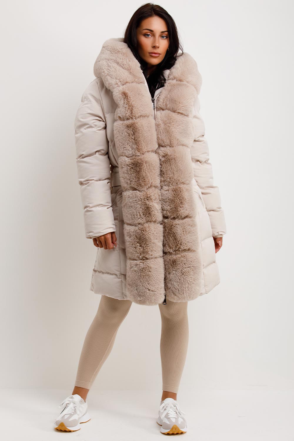 Roselyn | Women’s puffer padded coat with faux fur hood and trim