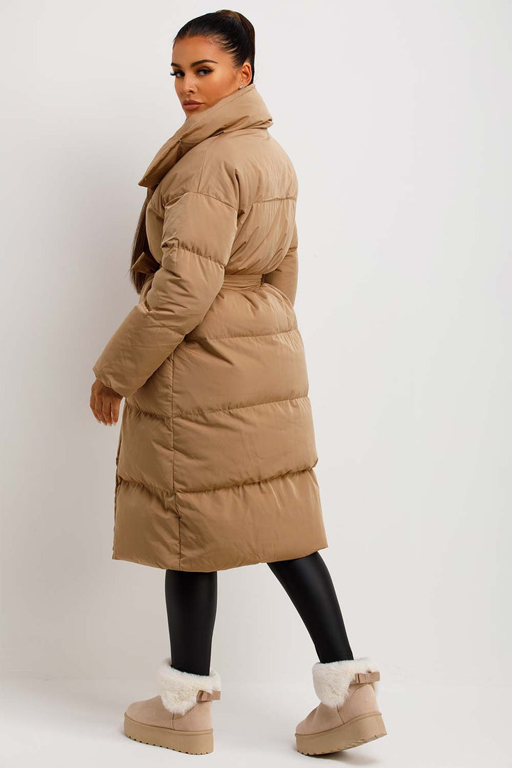Kai | Women’s long padded puffer coat with waist belt