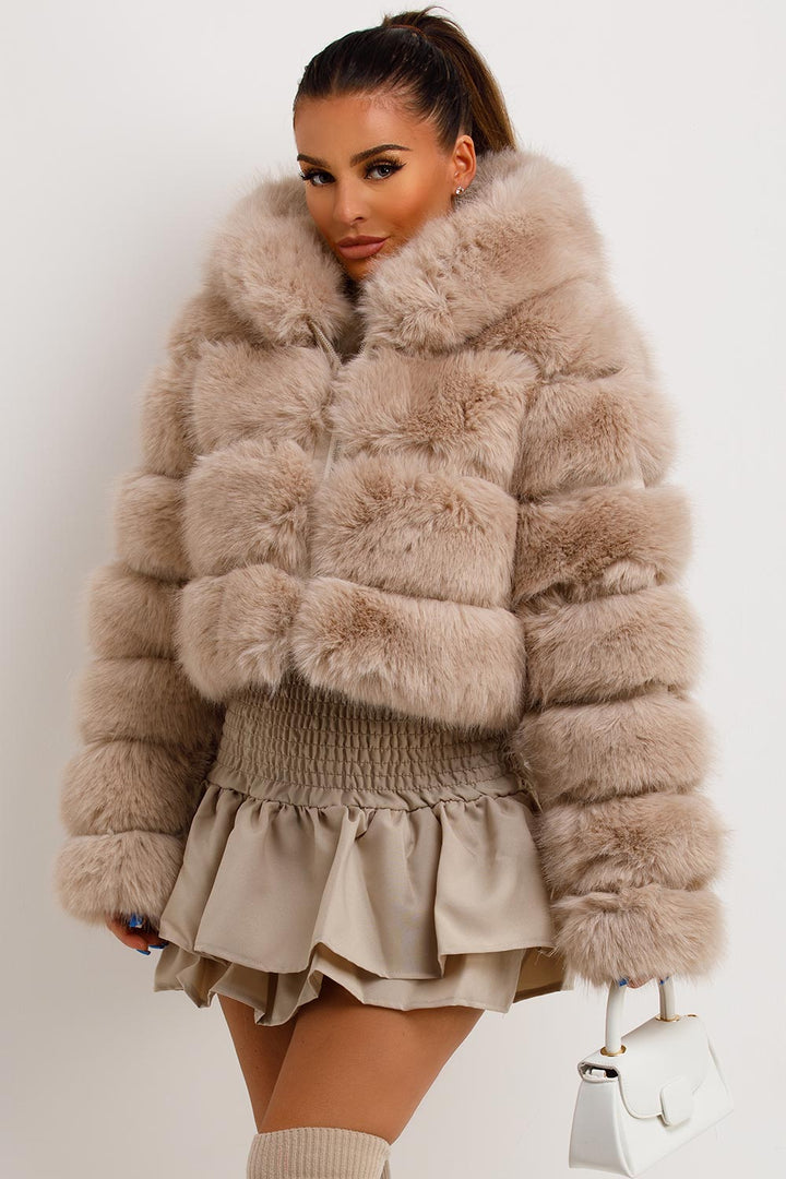 Andi | Women’s plush faux fur hooded cropped jacket