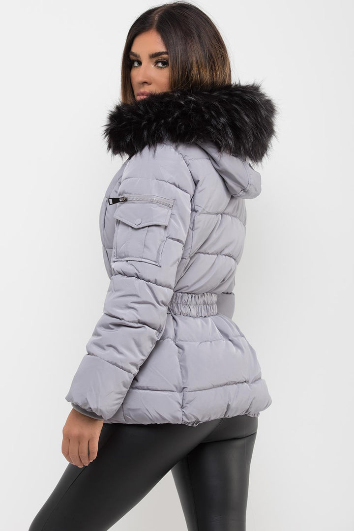 Aurelie | Women’s quilted coat with faux fur hood