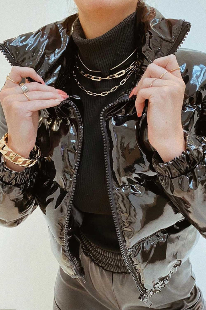 Helen |  Women’s glossy cropped puffer jacket