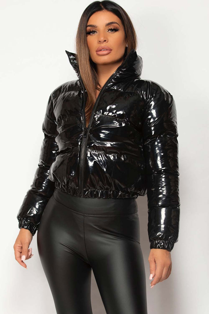 Helen |  Women’s glossy cropped puffer jacket