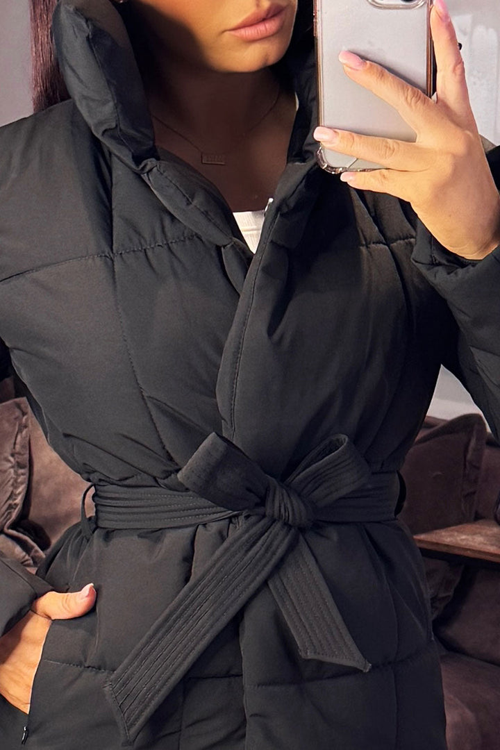 Lyra | Women’s belted puffer jacket with high collar