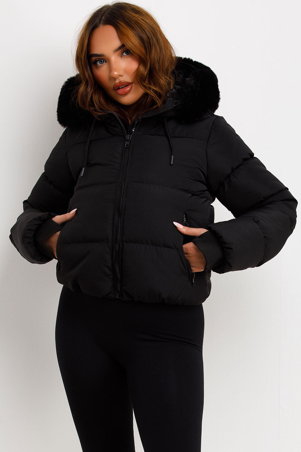 Audrina | Women’s puffer jacket with faux fur hood