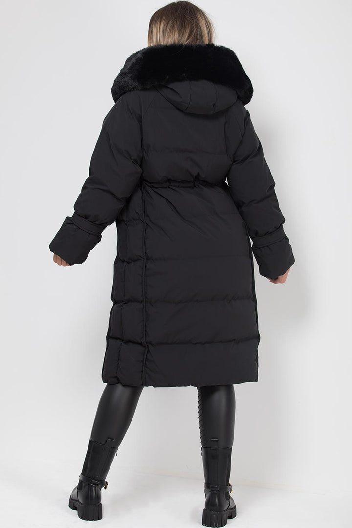 Aya | Women’s longline faux fur hood puffer coat