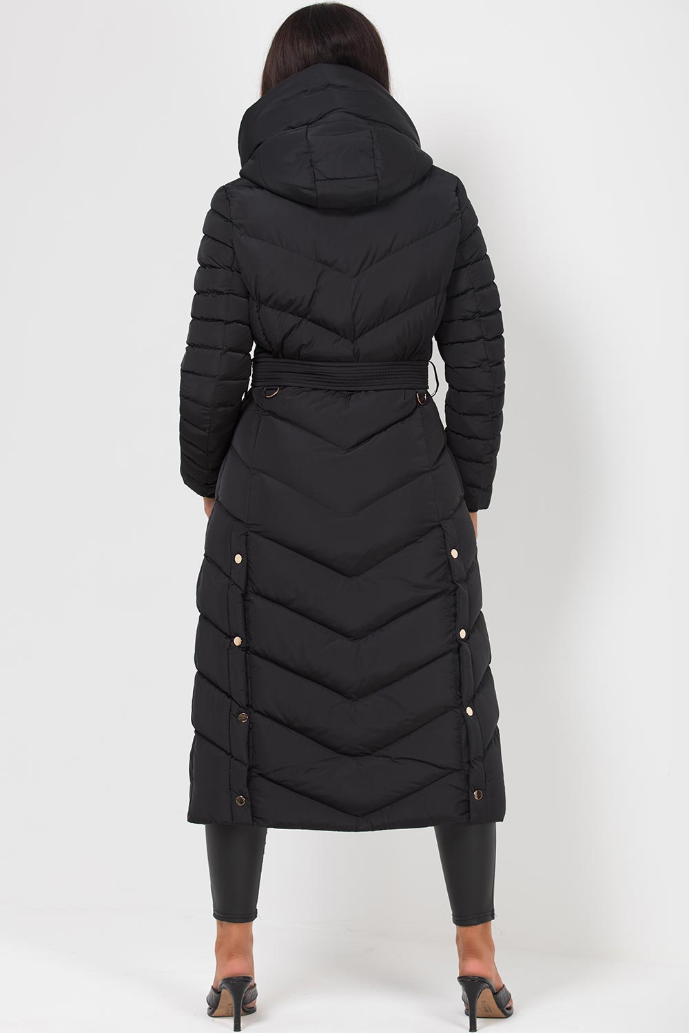 Lara | Women’s longline belted puffer coat with hood