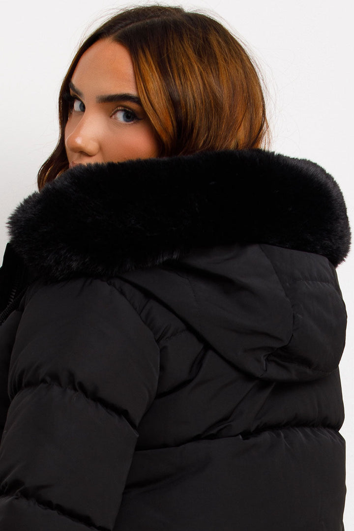 Audrina | Women’s puffer jacket with faux fur hood