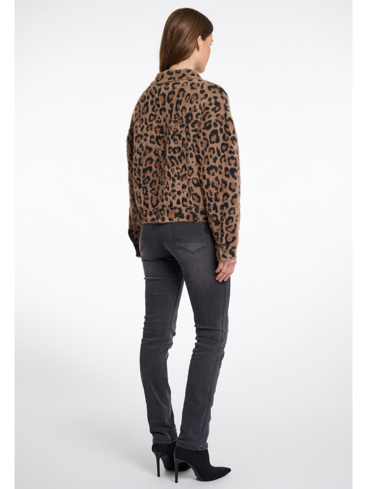 Analise | Women’s leopard print button-up faux fur jacket