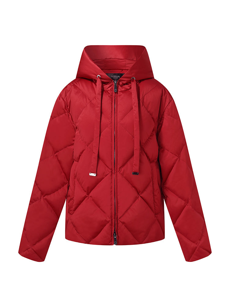 Elsa | Women’s short diamond-quilted hooded puffer jacket