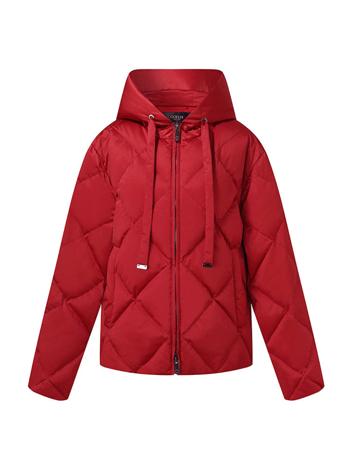 Elsa | Women’s short diamond-quilted hooded puffer jacket