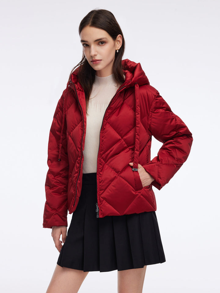 Elsa | Women’s short diamond-quilted hooded puffer jacket