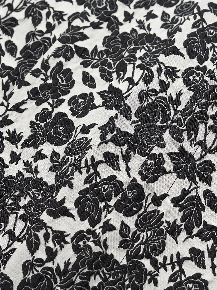 Gia | Women’s floral jacquard pleated A-line maxi skirt