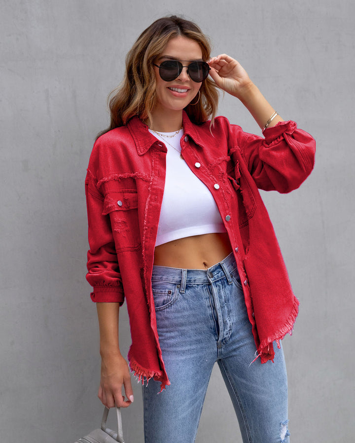 Scarlett | Women’s denim jacket with oversized fit and distressed details