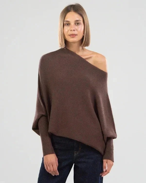 Flor | Women’s asymmetrical sweater with draped design and modern cut