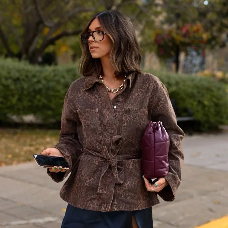 Malia | Tailored animal print jacket in chocolate brown