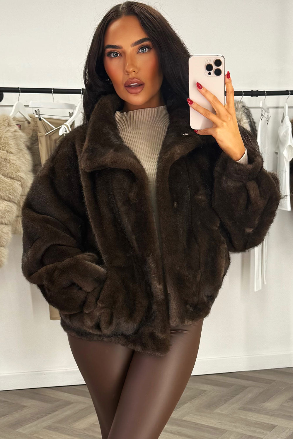 Leilana | Women’s funnel-neck faux fur jacket