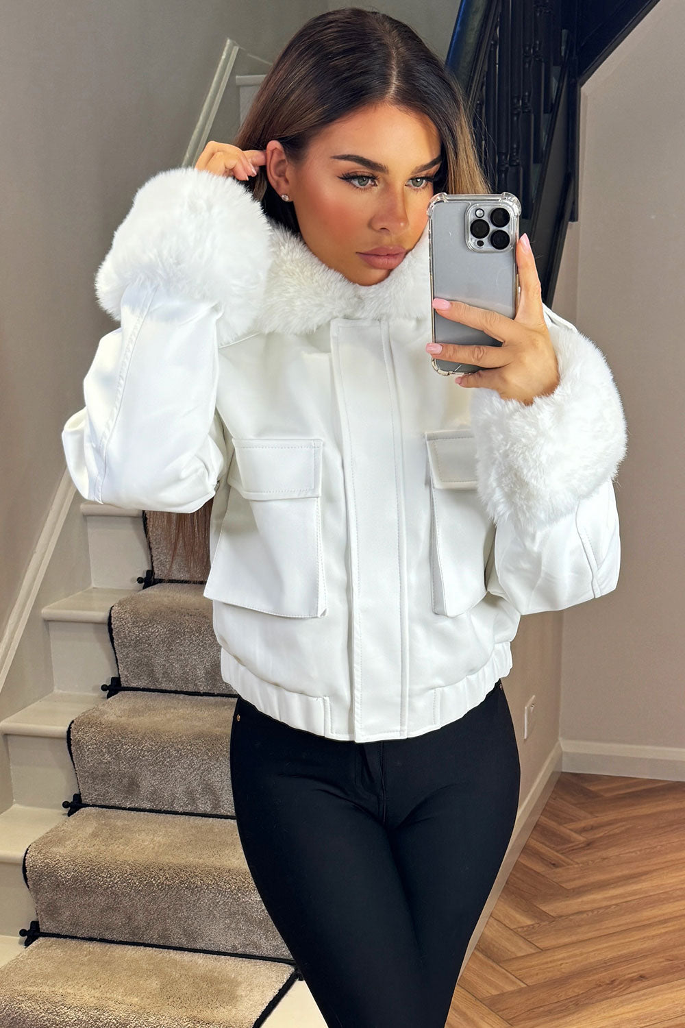 Kamari | Women’s faux fur bomber jacket with detachable trim
