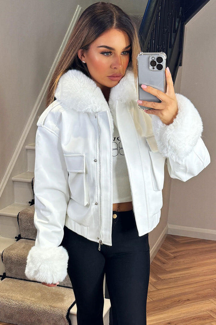 Kamari | Women’s faux fur bomber jacket with detachable trim