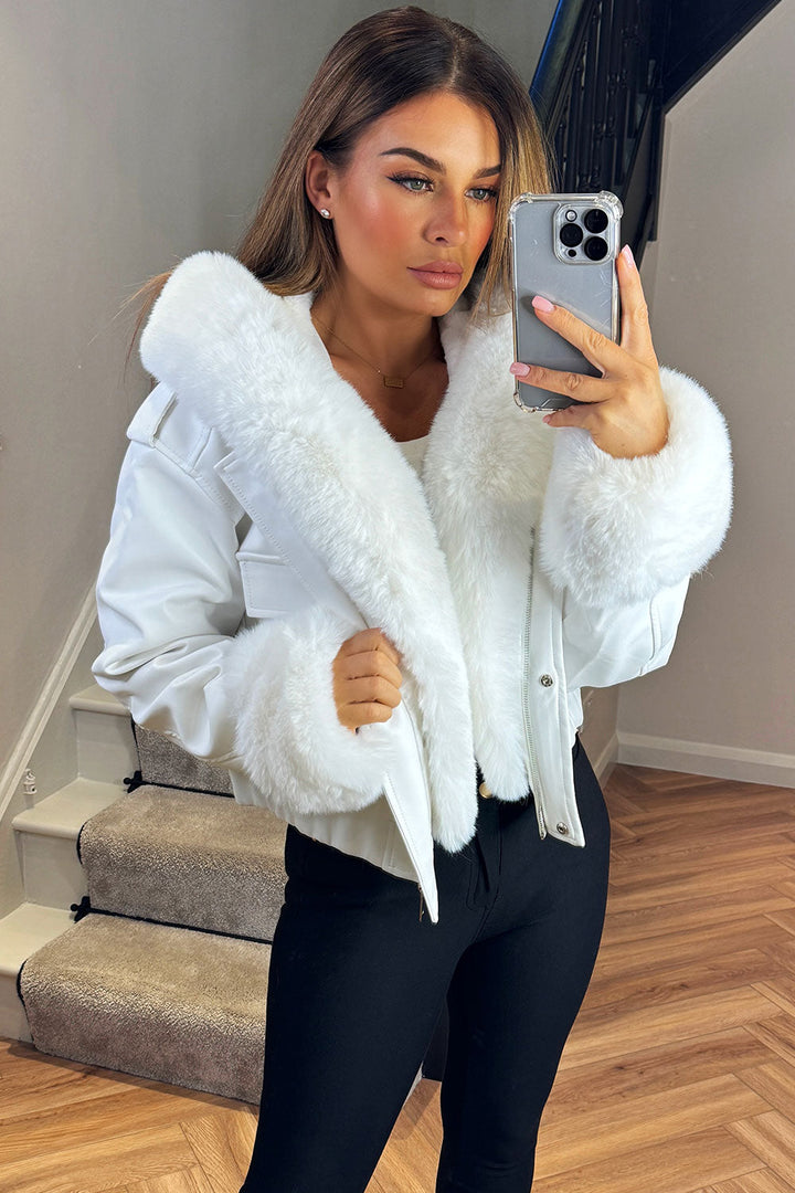 Kamari | Women’s faux fur bomber jacket with detachable trim
