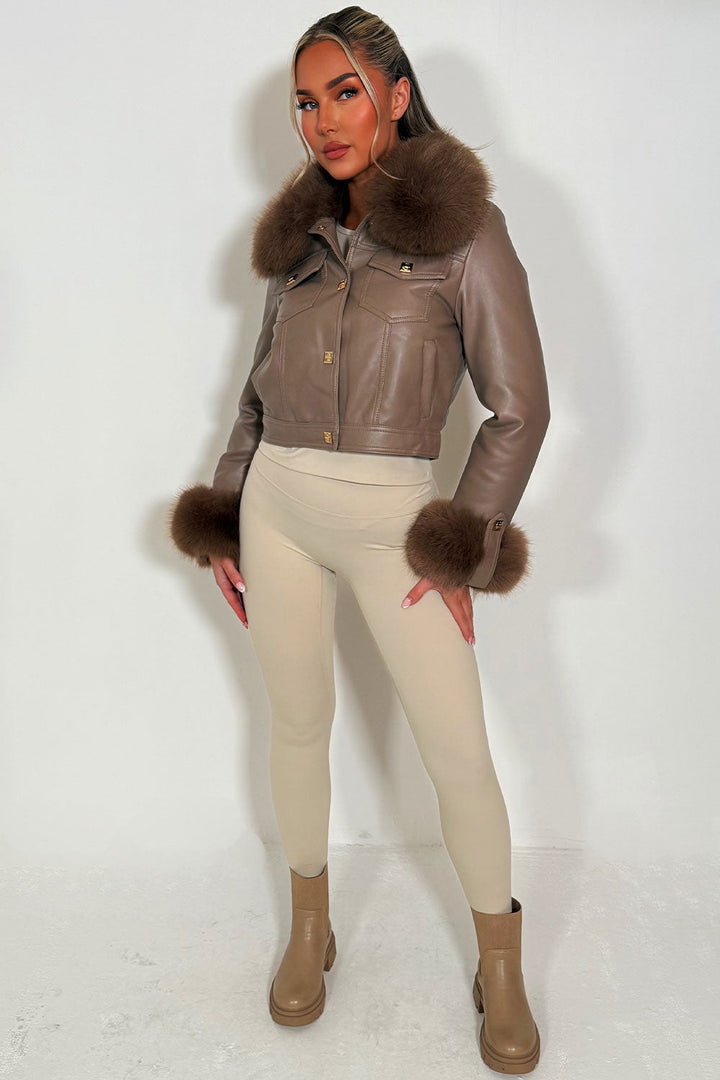 Indiee | Women’s faux leather bomber jacket with faux fur details