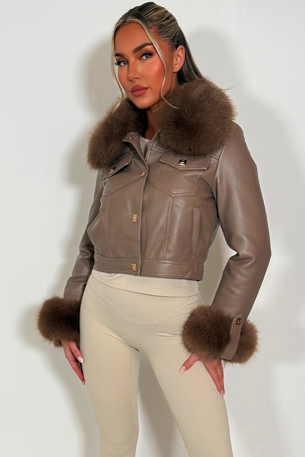 Indiee | Women’s faux leather bomber jacket with faux fur details