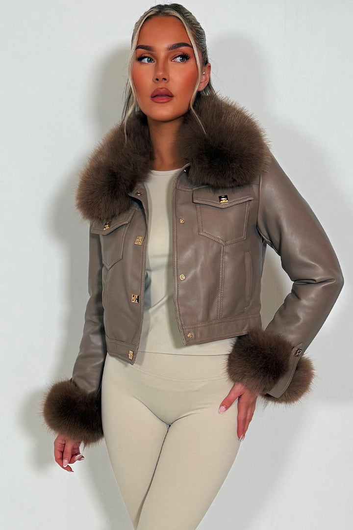 Indiee | Women’s faux leather bomber jacket with faux fur details