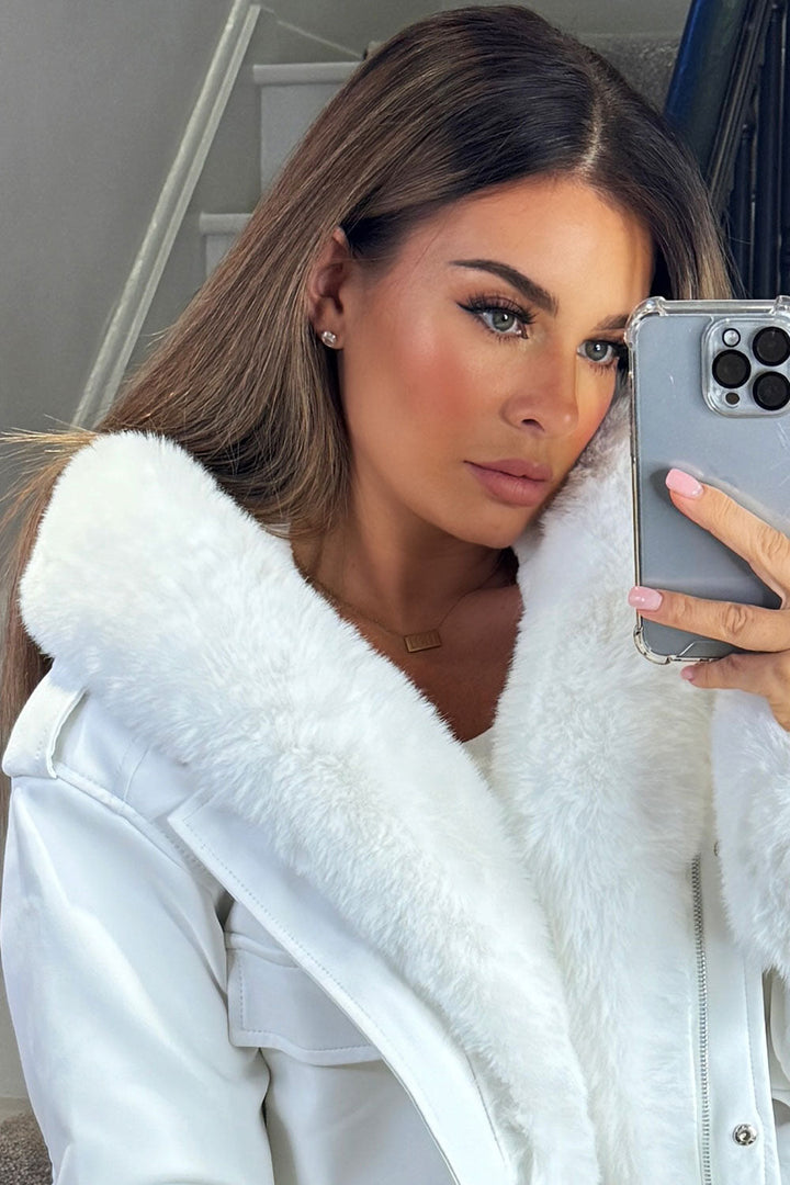 Kamari | Women’s faux fur bomber jacket with detachable trim