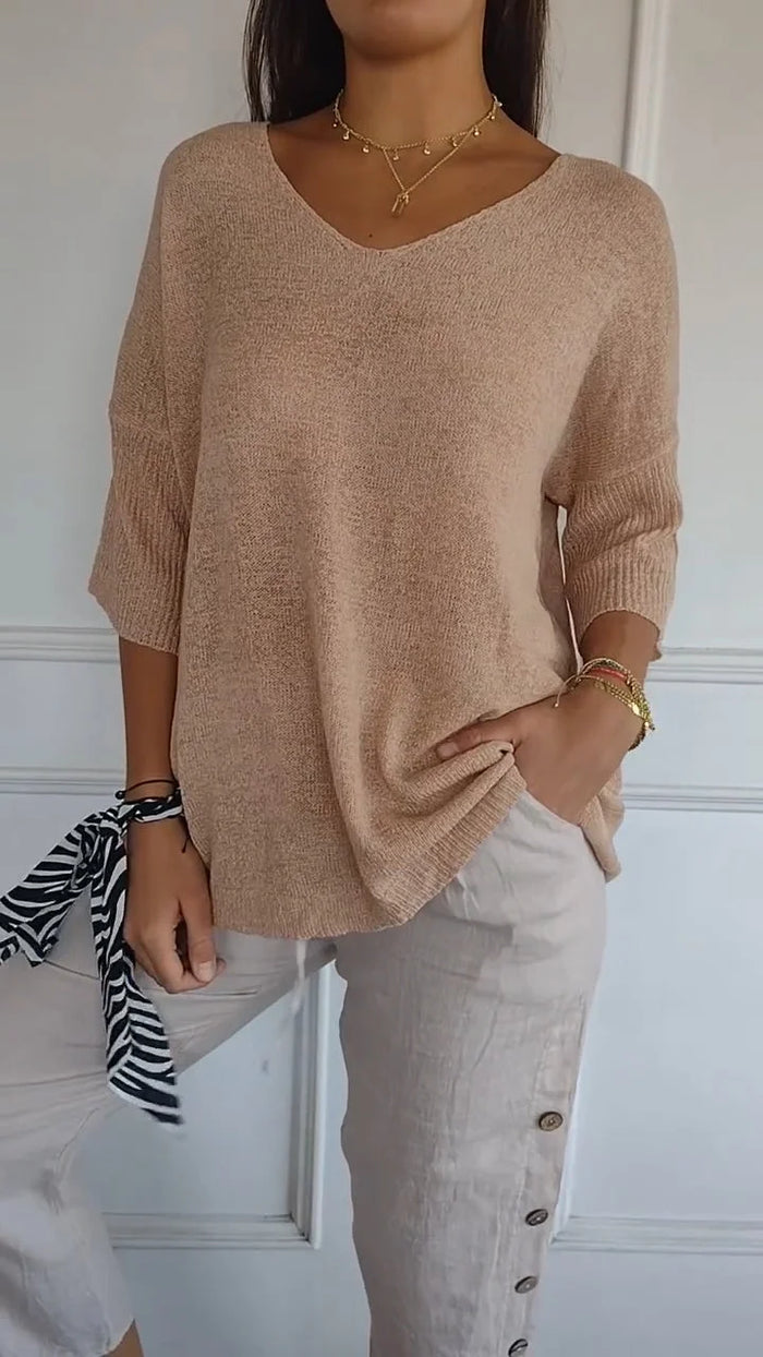 Averie | Women's knit v-neck top with relaxed fit