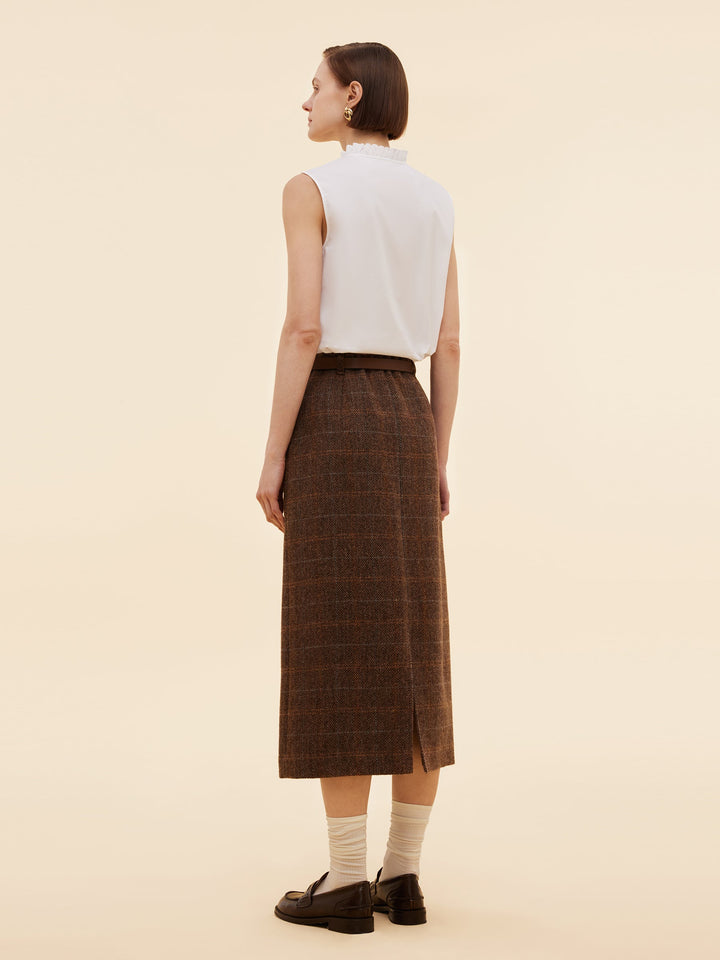 Harmony | Women's wool plaid column midi skirt