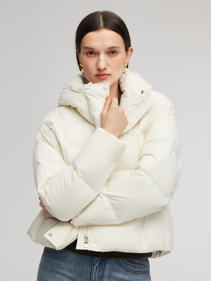 Scout | Women’s short puffer jacket with soft sculpted hood