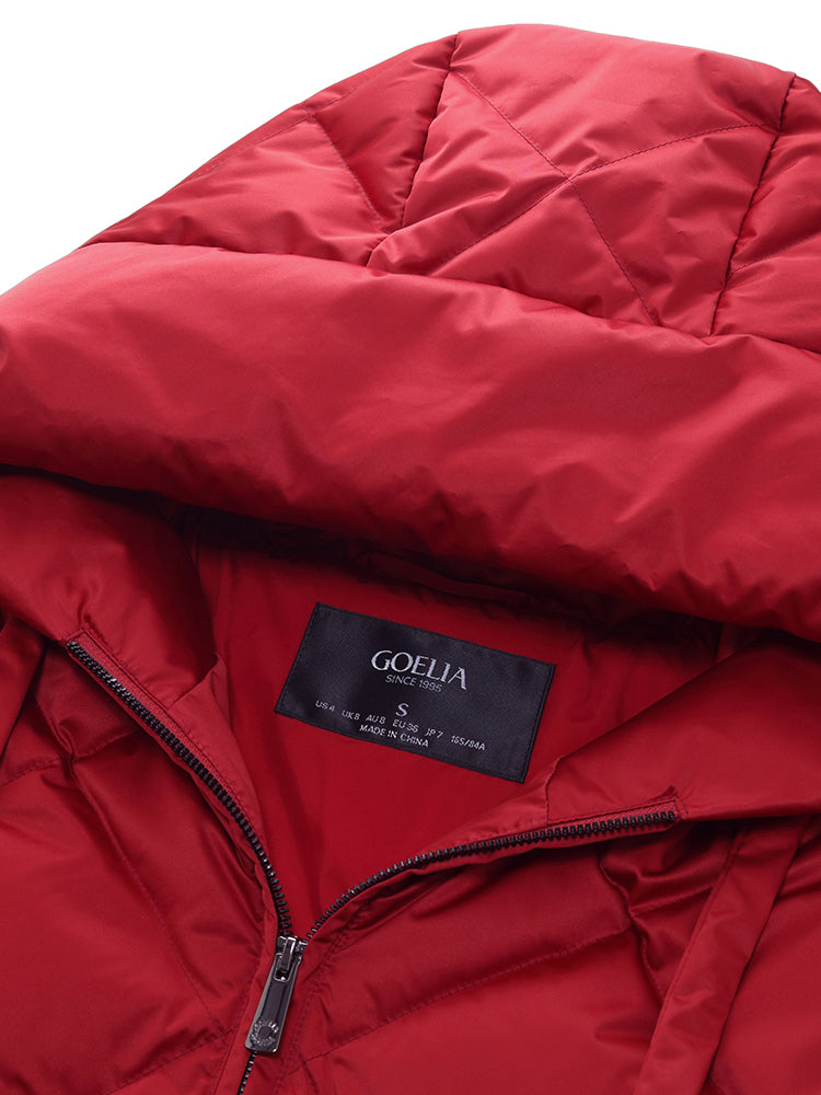 Elsa | Women’s short diamond-quilted hooded puffer jacket