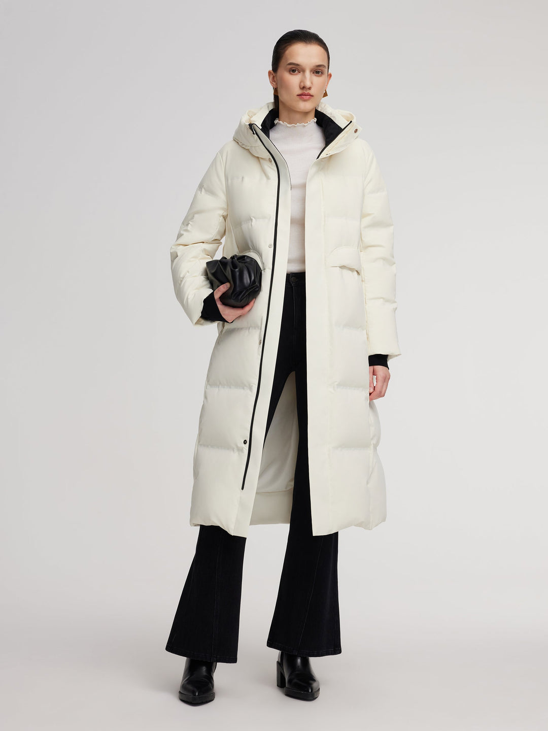 Corvyn | Women’s long hooded winter coat with a streamlined thermal silhouette