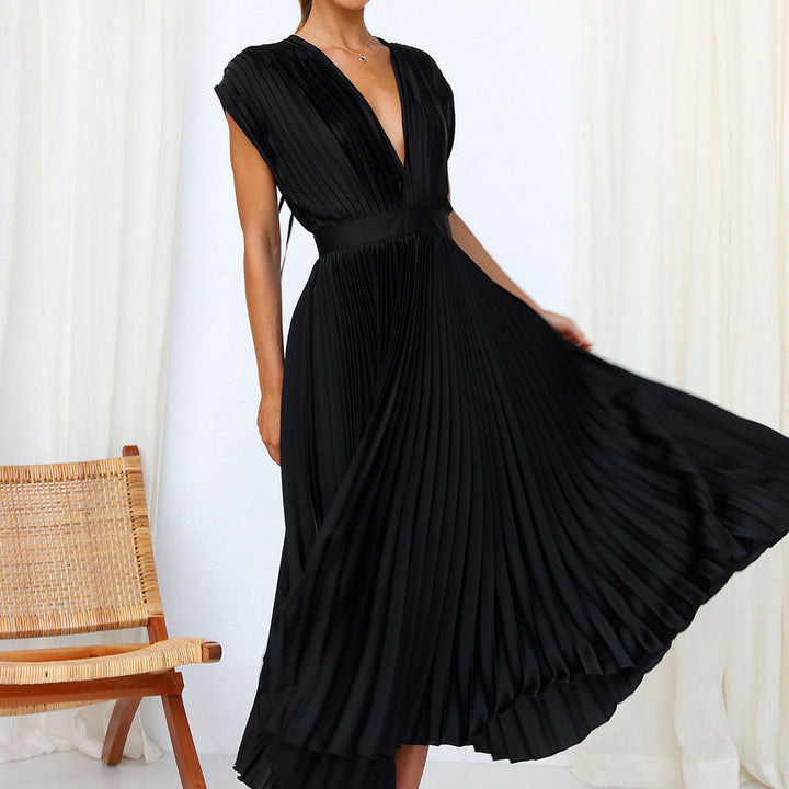 Allegra | Women's elegant sleeveless v-neck dress