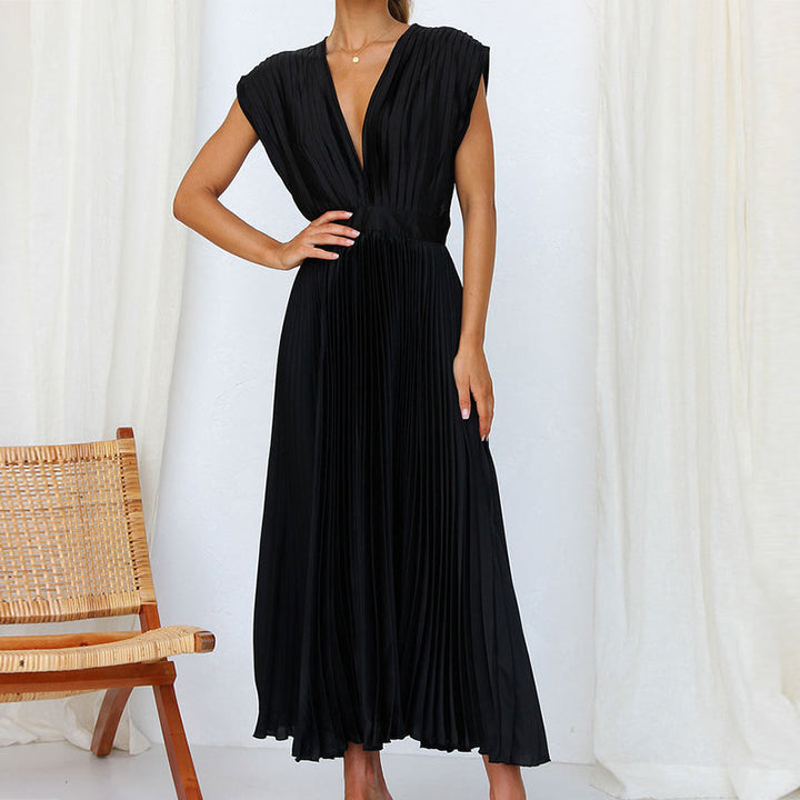 Allegra | Women's elegant sleeveless v-neck dress