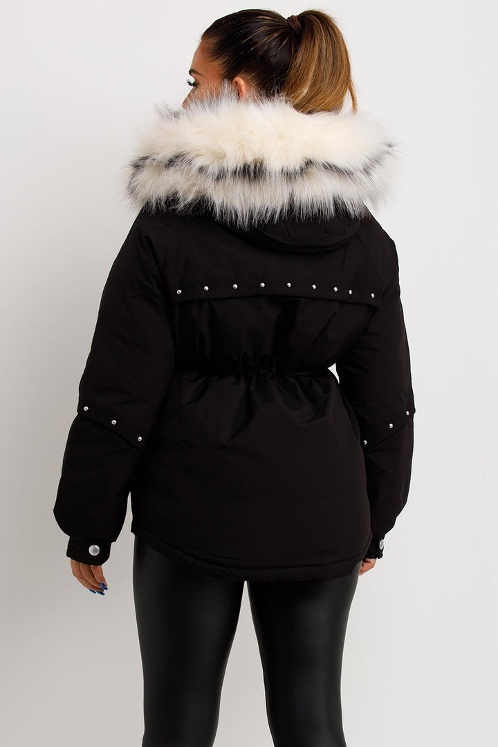 Milena | Women’s faux fur hood coat with stud detail