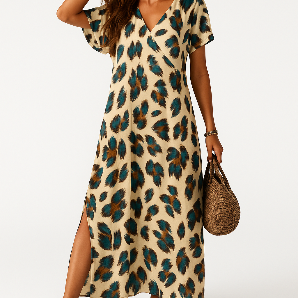 Jas | Women's elegant maxi dress with split & v-neck