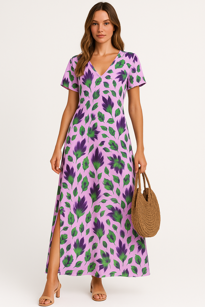 Jas | Women's elegant maxi dress with split & v-neck