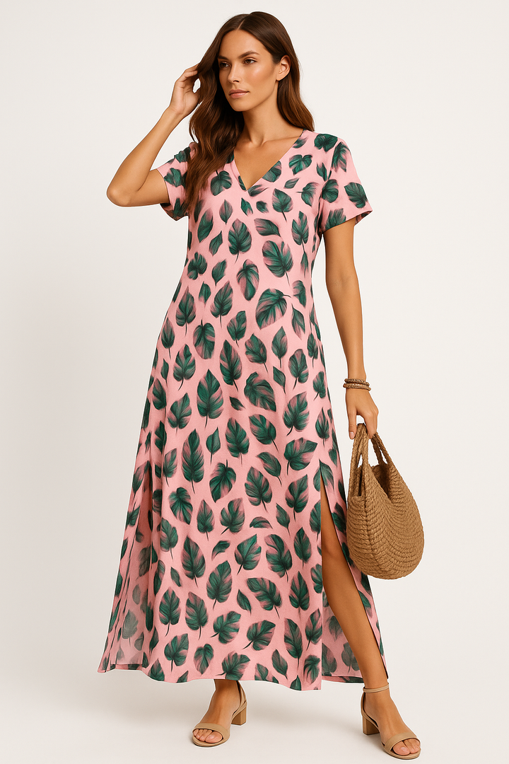 Jas | Women's elegant maxi dress with split & v-neck